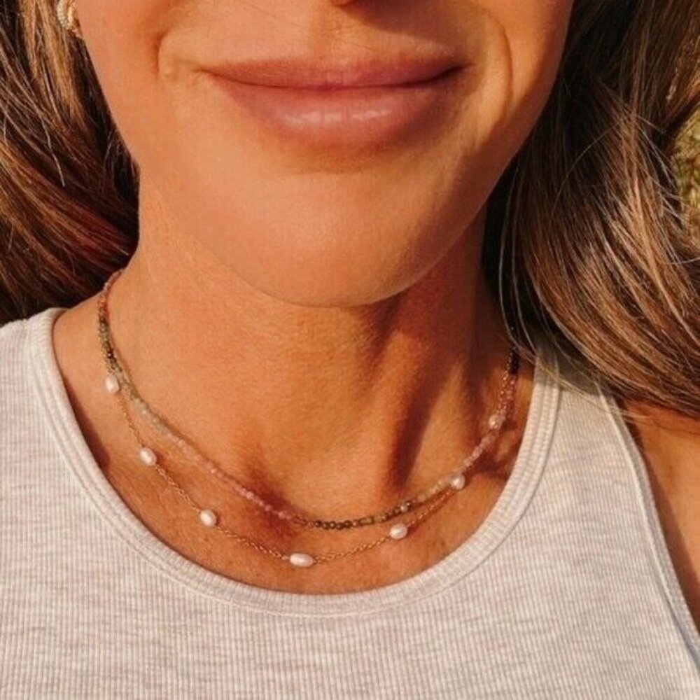 Pearl Necklace Beautiful Delicate Baroque Pearl Necklace Non-tarnish WATERPROOF